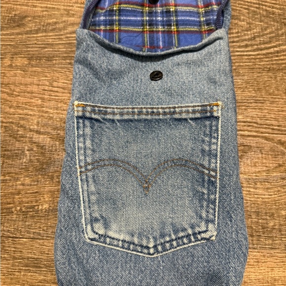 Upcycled Levi’s mini back pocket tote great vintage condition flannel lined - Picture 14 of 14